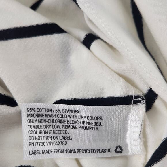 A New Day Boat Neck Striped Blouse Top Womens XXL White Black 3/4 Sleeve Preppy - Picture 6 of 7
